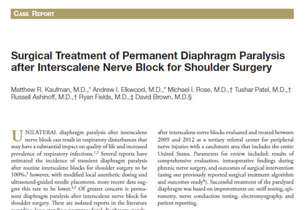 The Institute for Advanced Reconstruction Drs. Published in Anesthesia Journal